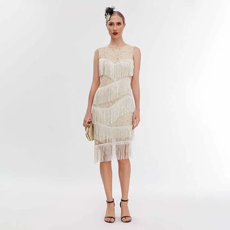 1920s Flapper Dress Sparkly Sequins Fringed Dress