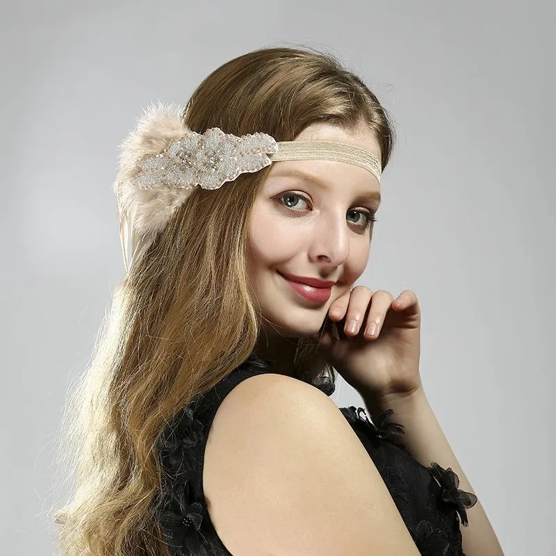 1920s Flapper headband Gatsby Party Costume Accessories Feather Headpiece