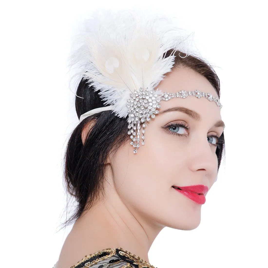 1920s Flapper Headband Vintage Peacock Headpiece|JaosWish