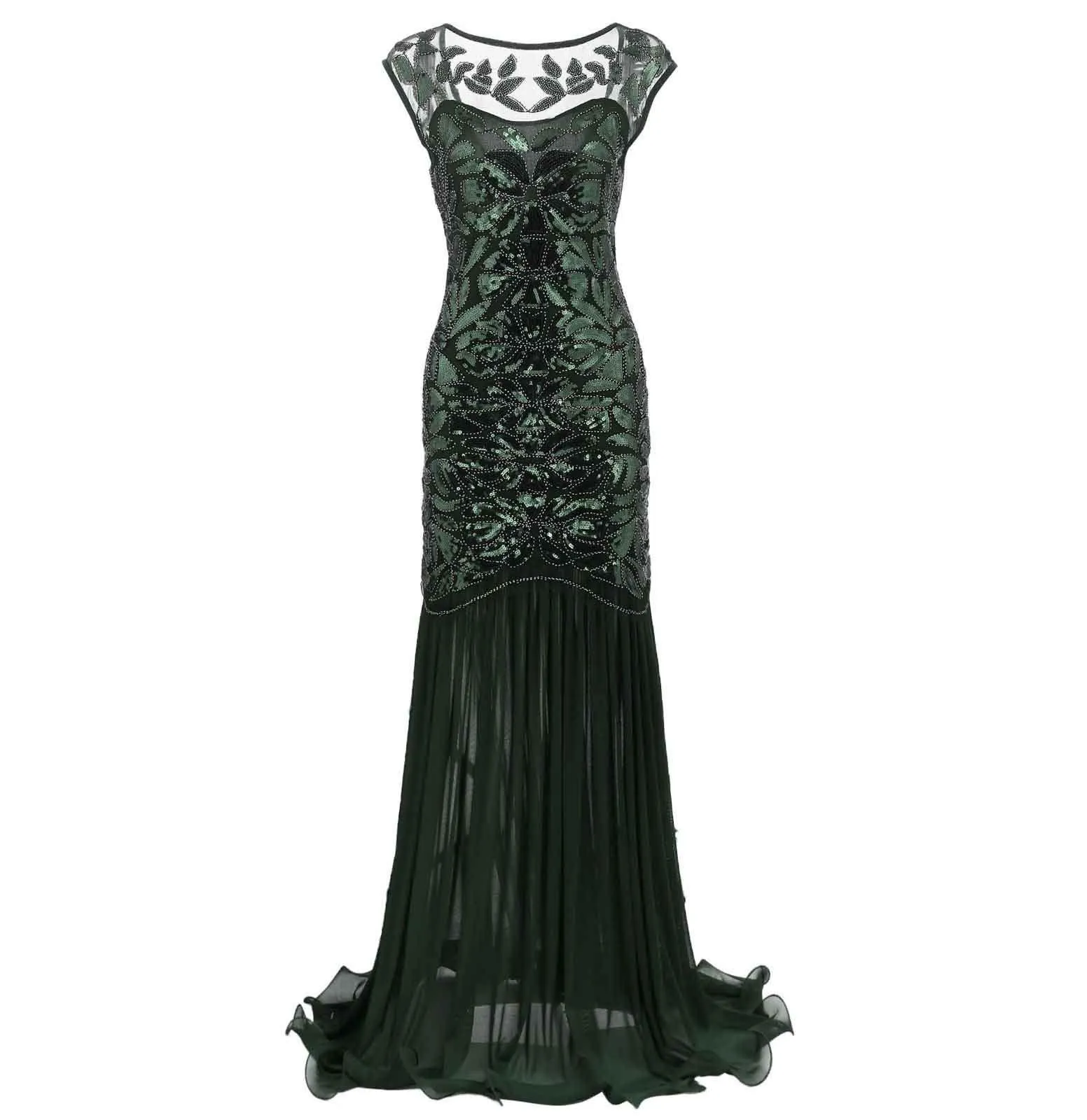 1920s Style Long Flapper Great Gatsby Dresses Mocha Wedding Reception Dress|JaosWish