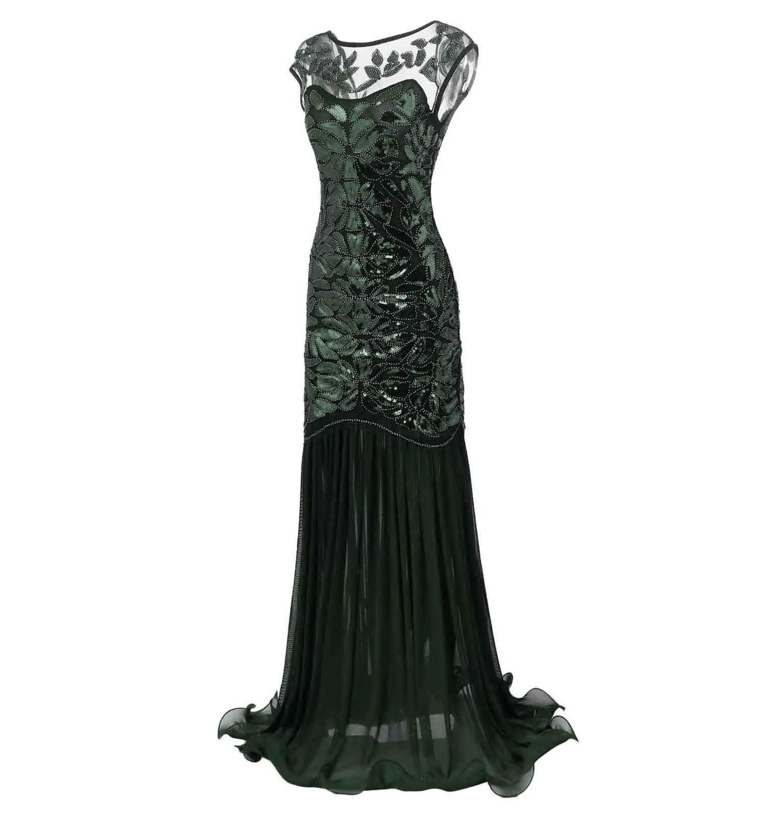 1920s Style Long Flapper Great Gatsby Dresses Mocha Wedding Reception Dress|JaosWish