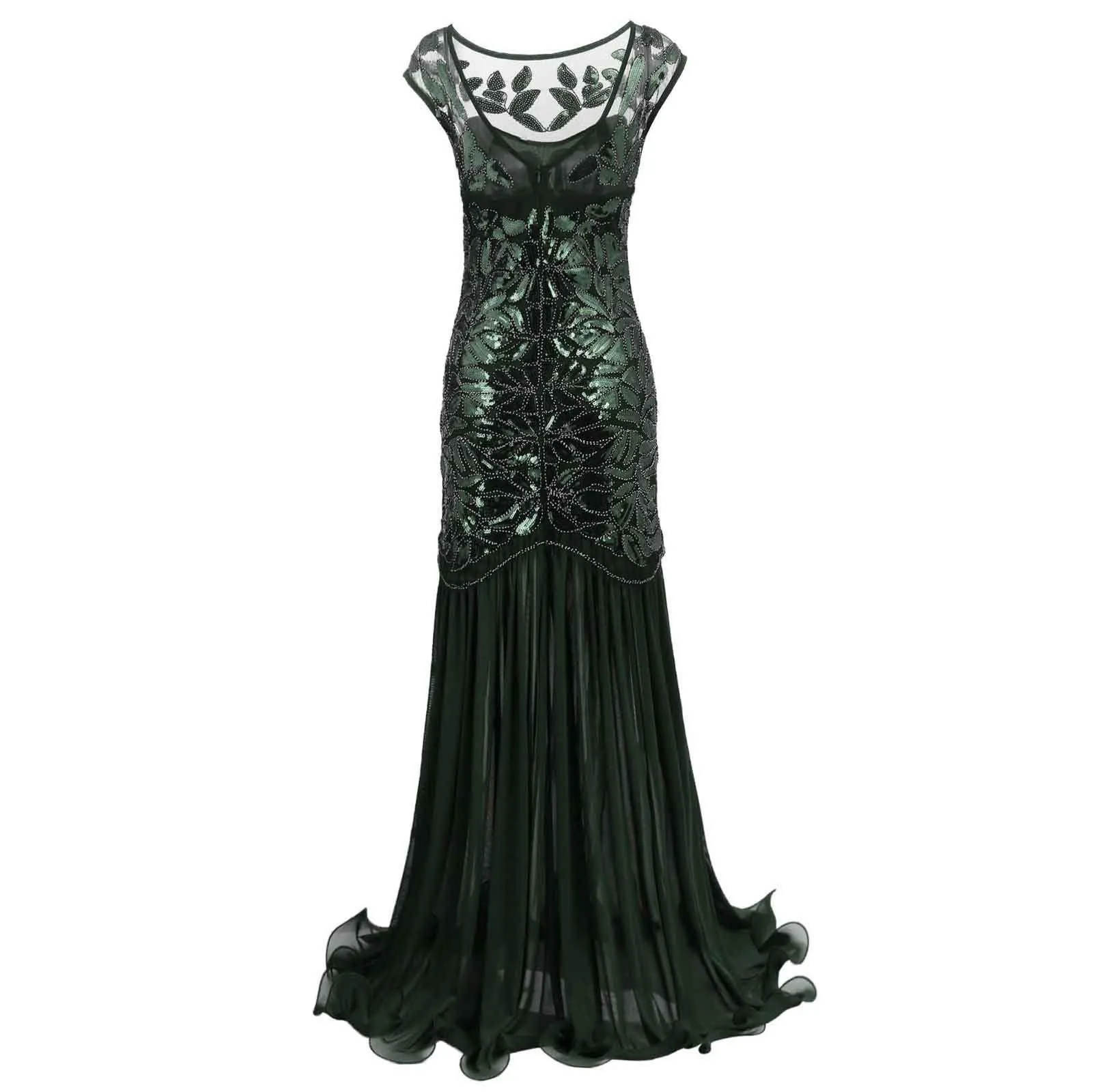 1920s Style Long Flapper Great Gatsby Dresses Mocha Wedding Reception Dress|JaosWish