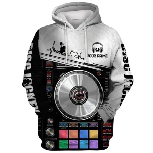 3D All Over DJ Player Hoodie, DJ Zip Hoodie, Disc Jockey Sweatshirt, DJ Clothing For EDM Party