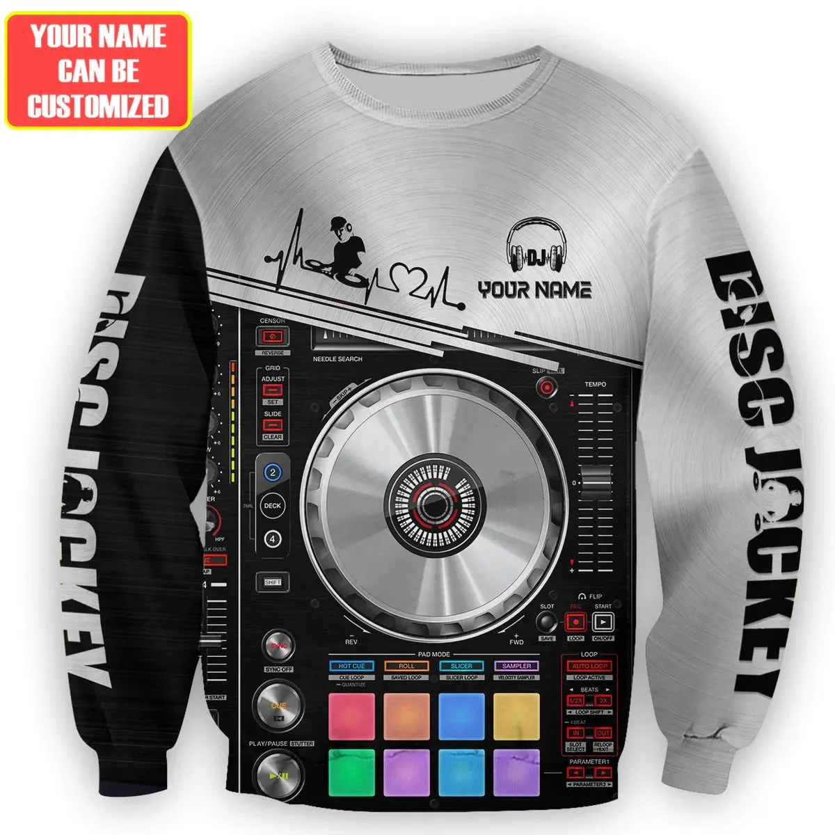 3D All Over DJ Player Hoodie, DJ Zip Hoodie, Disc Jockey Sweatshirt, DJ Clothing For EDM Party