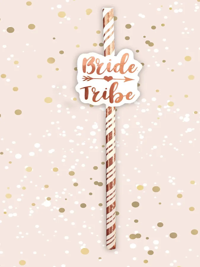 6 pack Bride Tribe Rose Gold Straws