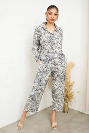 AITANA Tropical Lounge Top & Pants Co-ord (Blue)