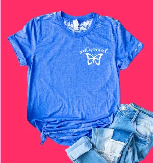 Antisocial Butterfly Shirt | Funny Shirt | Acid Wash T Shirt | Unisex Crew