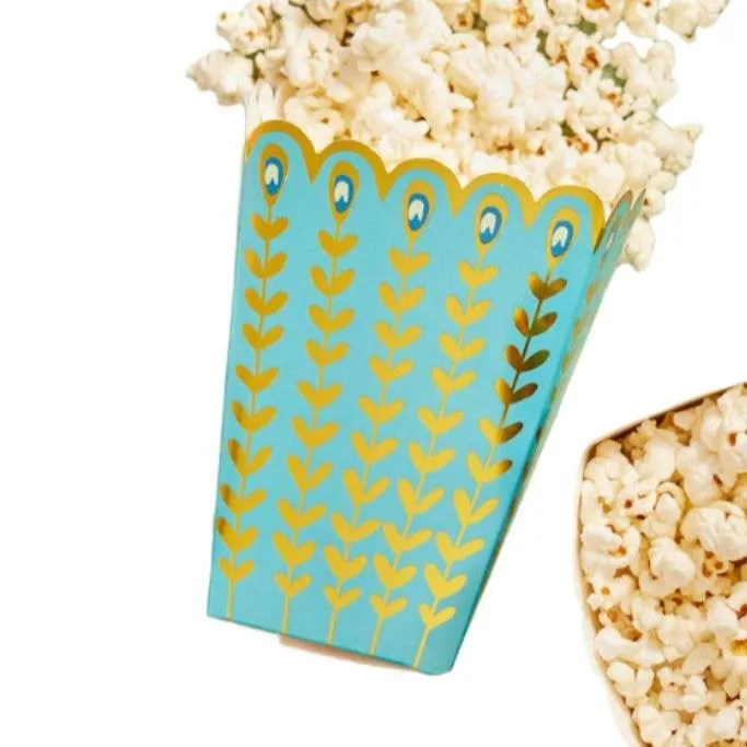 Aqua Blue and Gold Foil Treat Boxes Pkg of 12