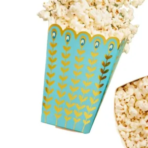 Aqua Blue and Gold Foil Treat Boxes Pkg of 12