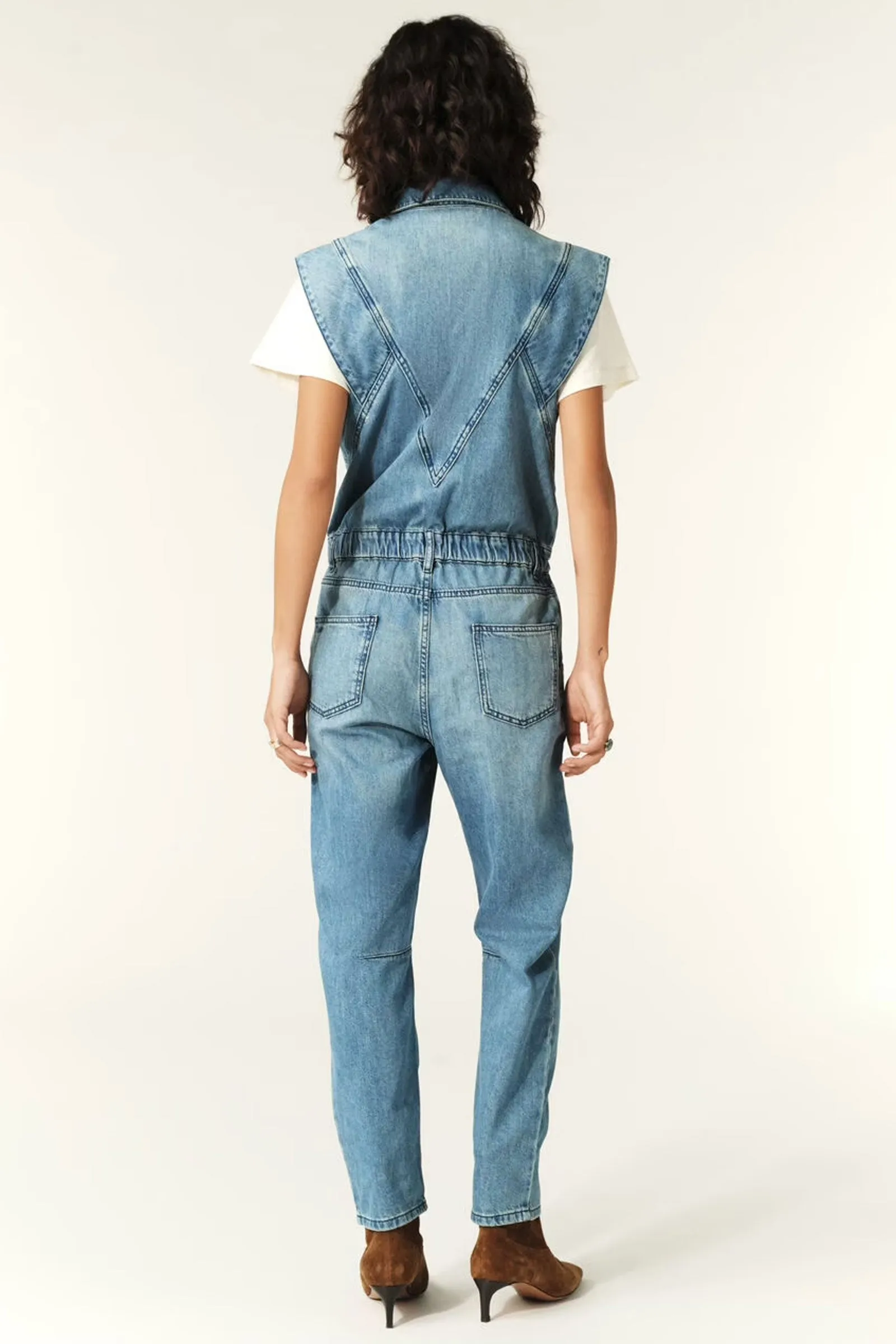 BA&SH Figo Jumpsuit in Lightused Blue