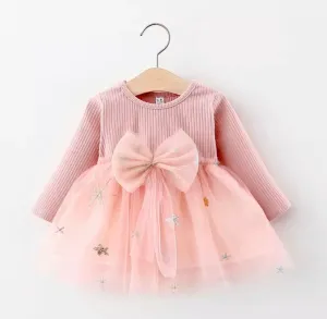 Baby Pink Girls Bow Dress