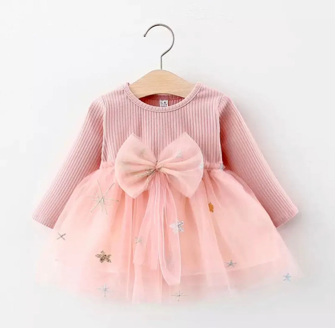 Baby Pink Girls Bow Dress