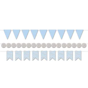 Beistle Mini Streamer Kit - Blue & Silver 2 in  6 in  x 18' (1/Pkg) Party Supply Decoration : General Occasion