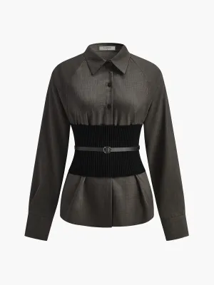 Belted Cinched Waist Polo Shirt