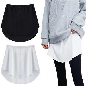 BerryBetty - Spring Outfits New Style Womens Fake Shirts Hem Underskirts Elastic High Waist Split Half Slips Skirts Hoodies Sweaters Extender Hemline