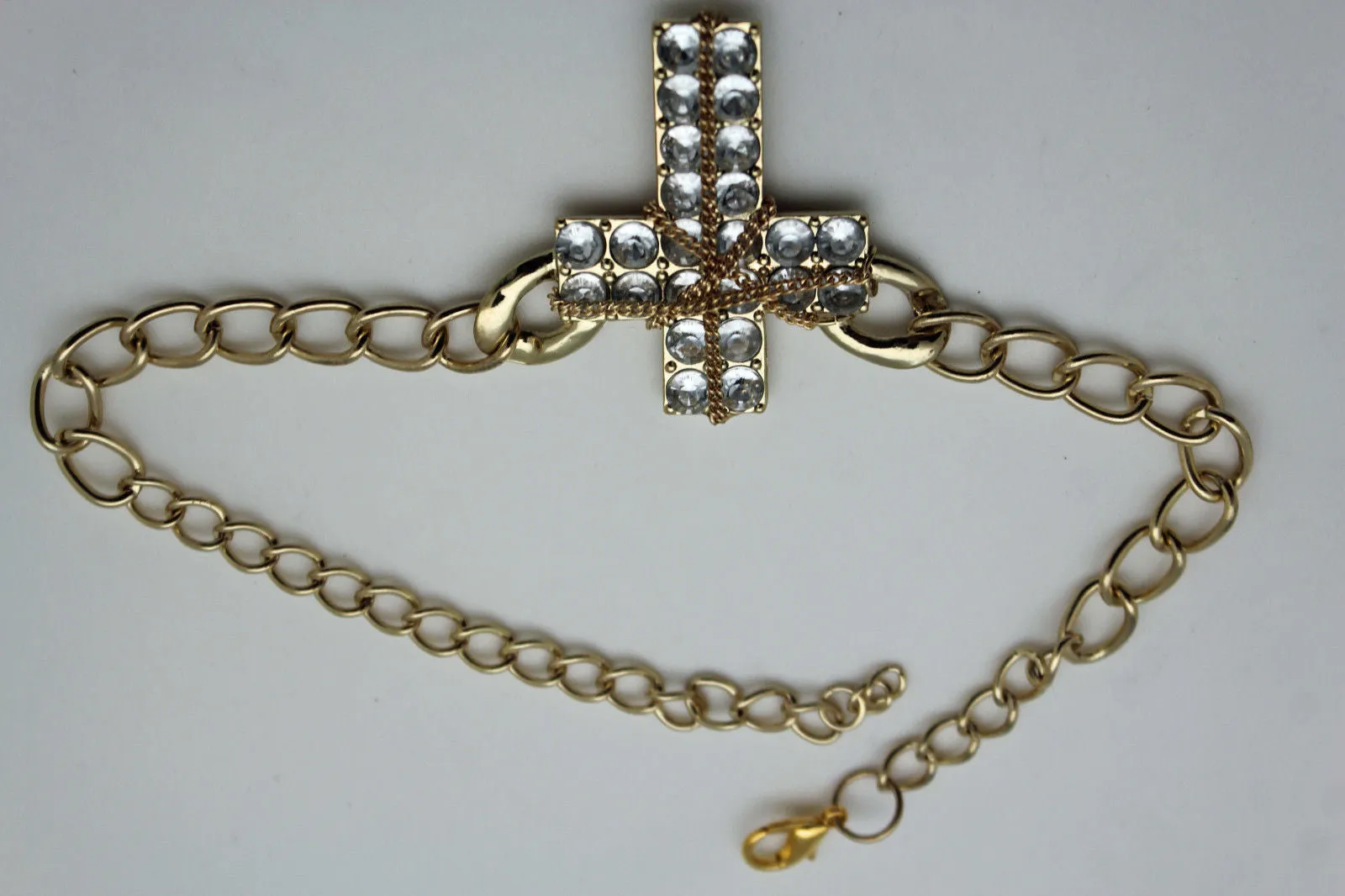 Big Rhinestone Cross Pendant Western Style Boot Chain