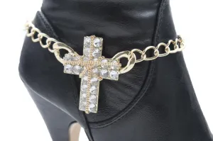 Big Rhinestone Cross Pendant Western Style Boot Chain