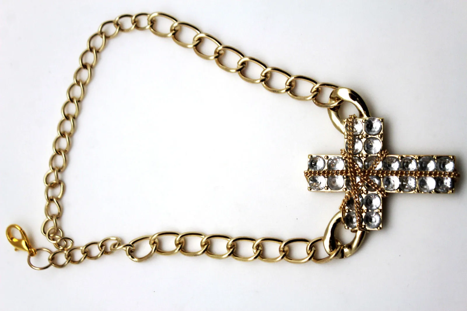 Big Rhinestone Cross Pendant Western Style Boot Chain