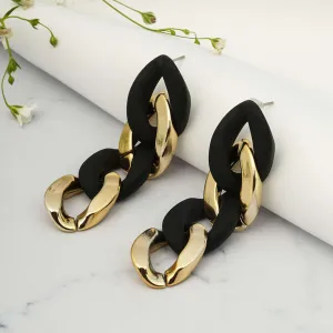 Black & Gold Curb Chain Earrings