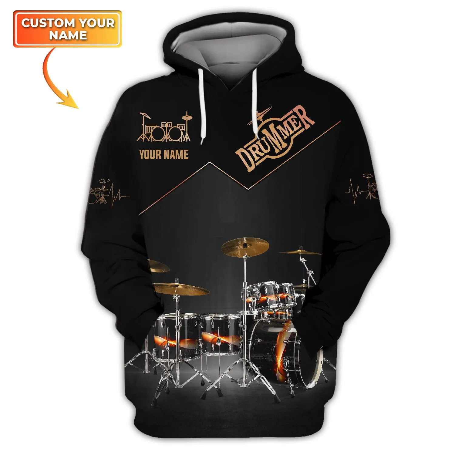 Black Drum Sets Personalized Name 3D Full Print Shirts, Gift For Drum Lovers