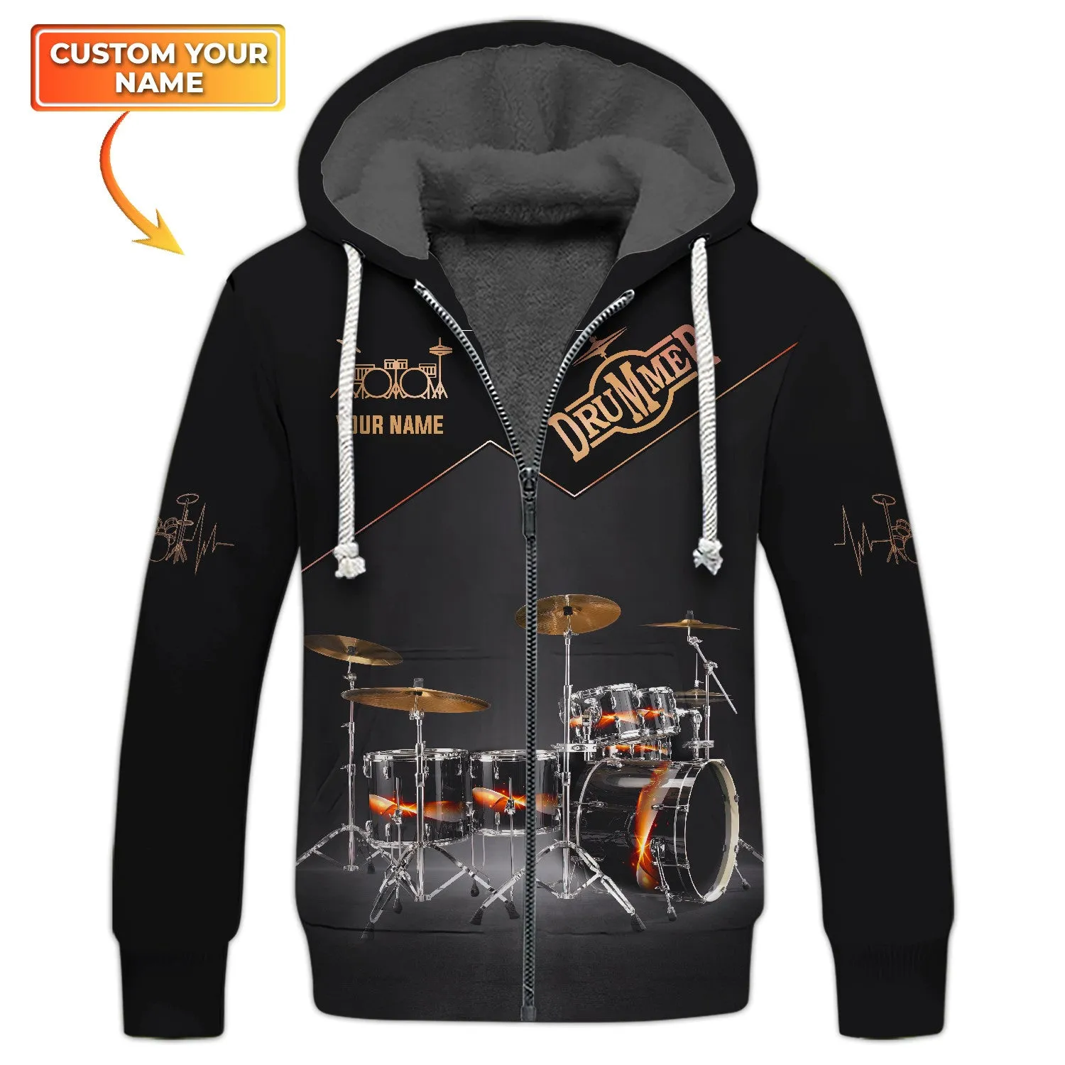 Black Drum Sets Personalized Name 3D Full Print Shirts, Gift For Drum Lovers