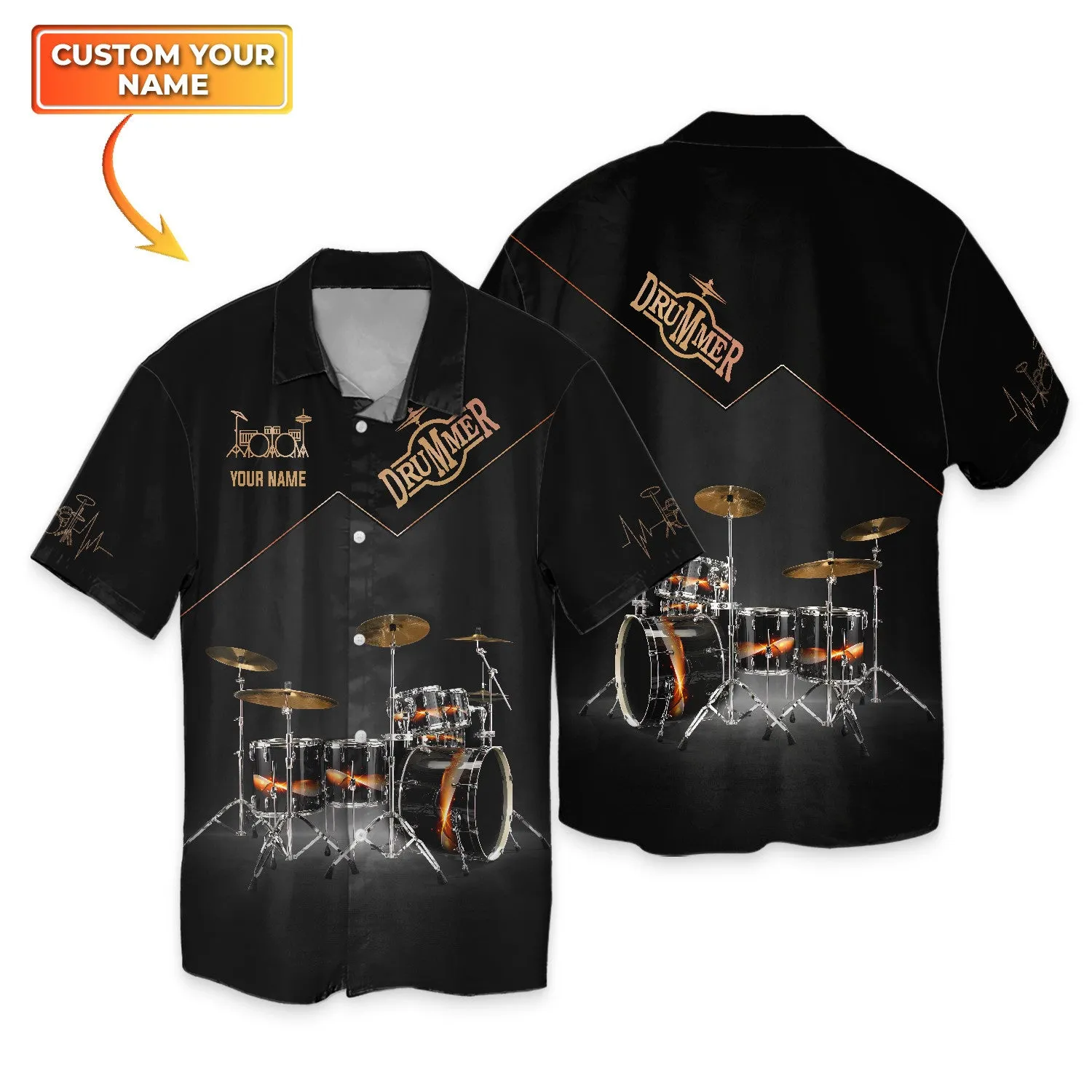 Black Drum Sets Personalized Name 3D Full Print Shirts, Gift For Drum Lovers