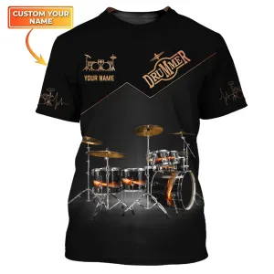 Black Drum Sets Personalized Name 3D Full Print Shirts, Gift For Drum Lovers