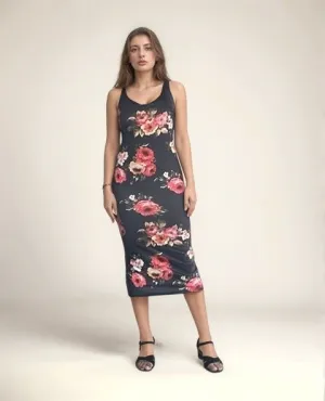 Black Floral Printed Bodycon Dress