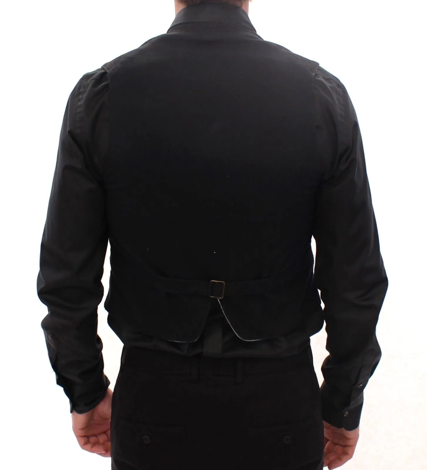 Black Wool Single Breasted Vest Gilet