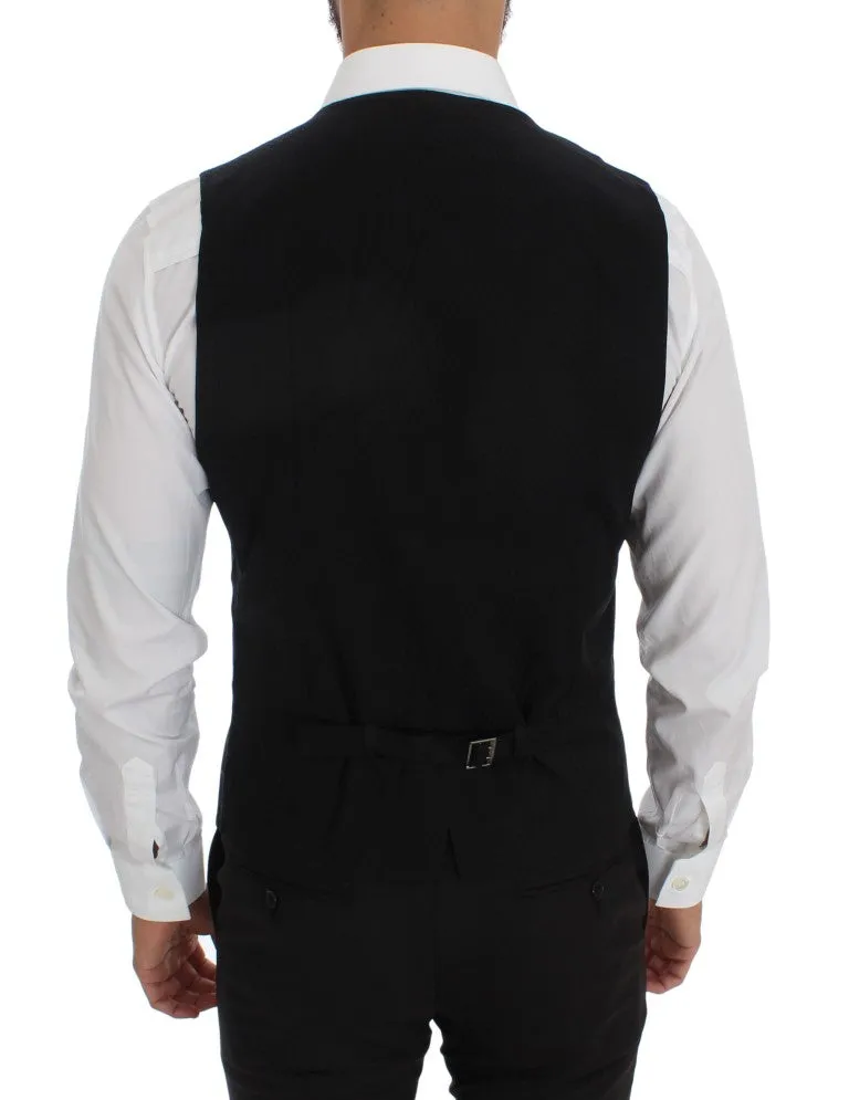 Blue Wool Blend Crown Bee Formal Vest