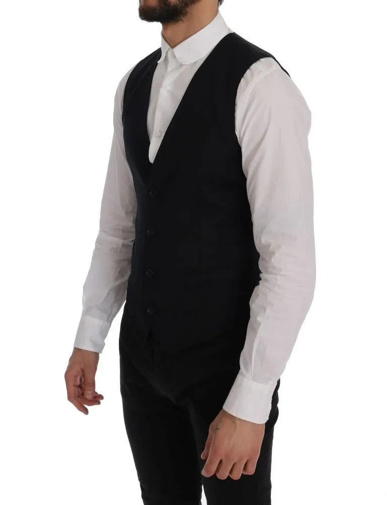 Blue Wool Stretch Vest