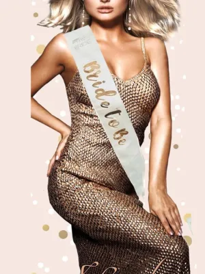 Bride To Be Sash Ivory and Rose Gold