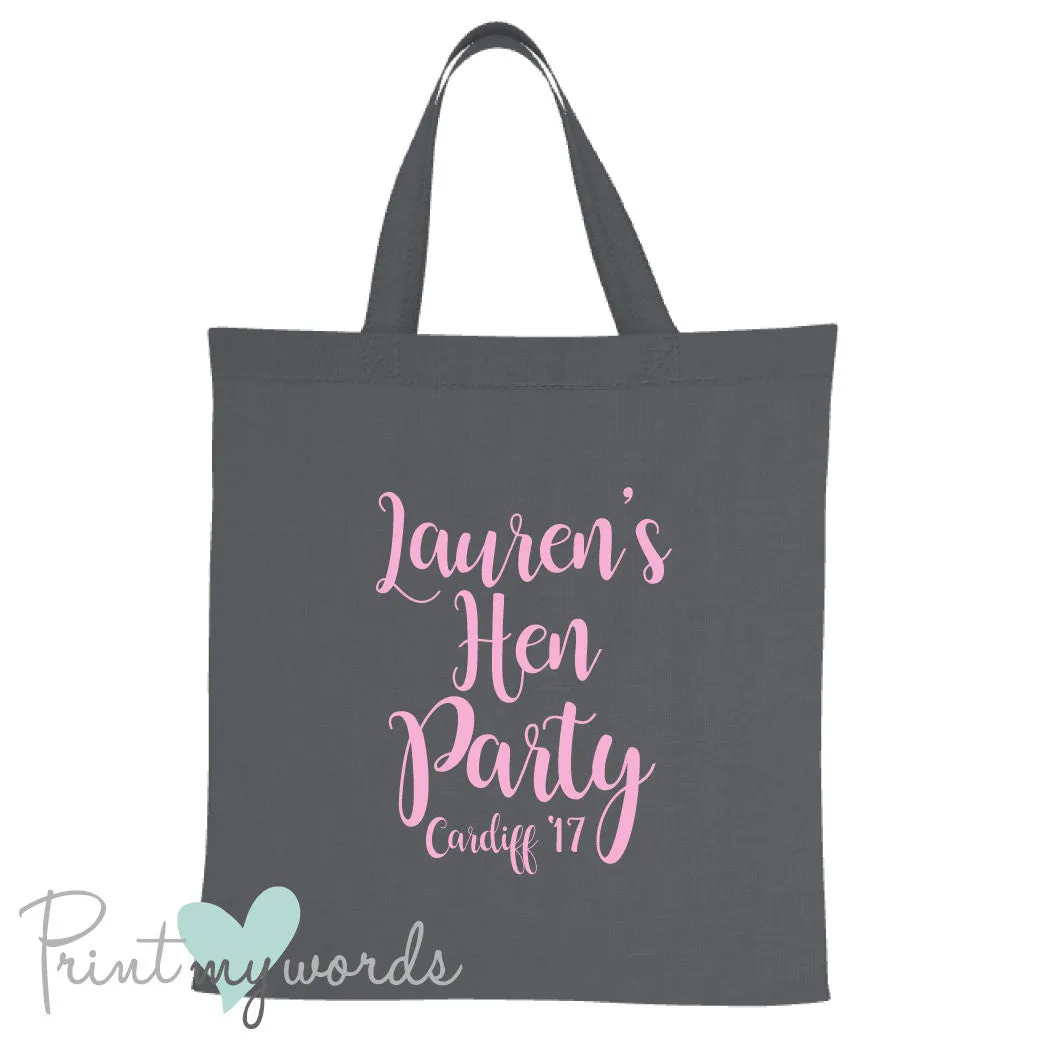 Calligraphy Style Personalised Hen Party Tote Bag