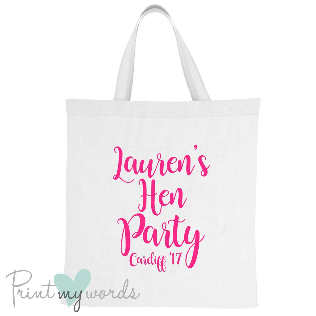 Calligraphy Style Personalised Hen Party Tote Bag