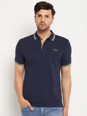 Camla Barcelona Solid Navy Blue T-Shirt