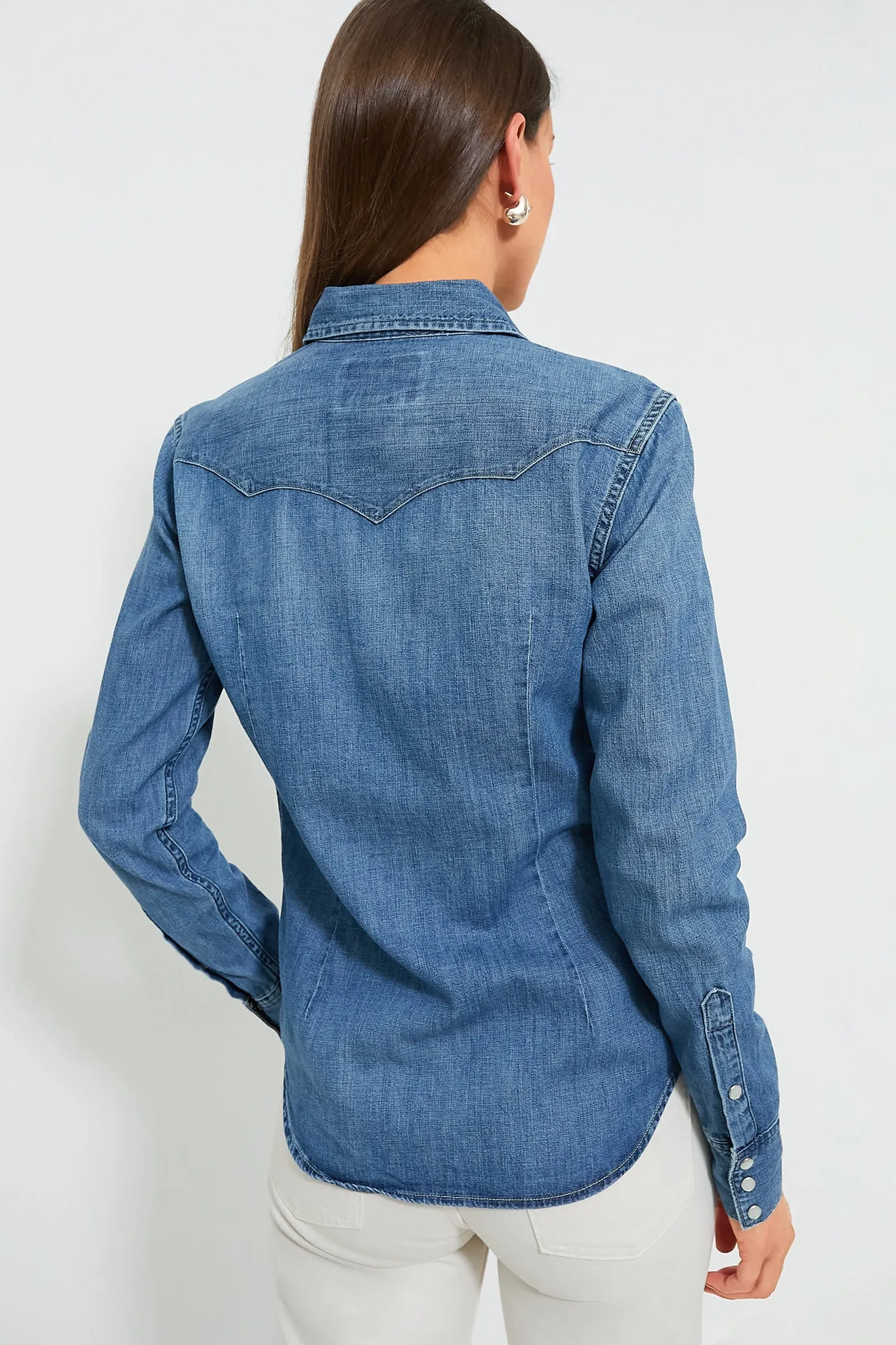 Canaria Wash Denim Western Long Sleeve Button Shirt