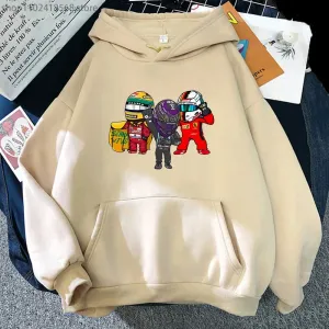 Cartoon F1 Car Print Hoodie Men Mini Driver Fans Lovers Sweatshirts Men Unisex Long Sleeve Women Clothing Cool Ganme Pullover
