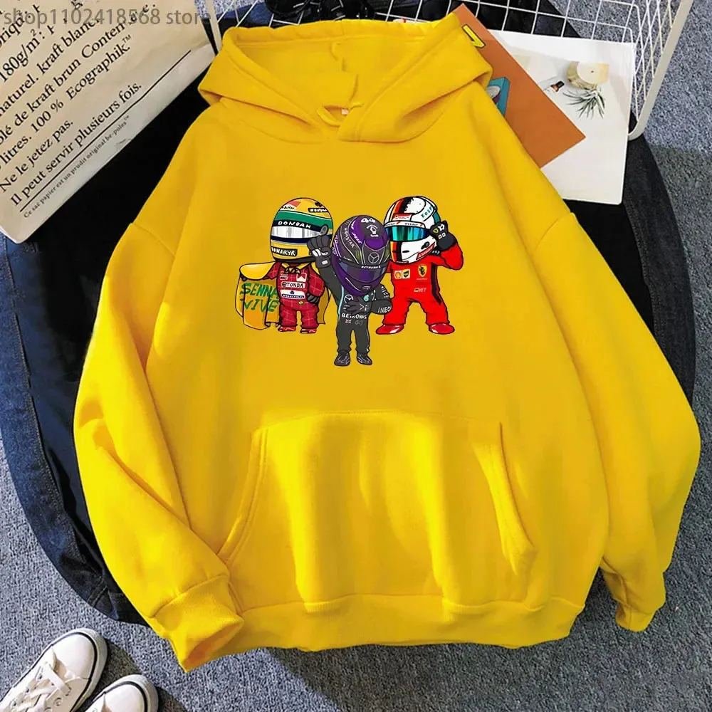 Cartoon F1 Car Print Hoodie Men Mini Driver Fans Lovers Sweatshirts Men Unisex Long Sleeve Women Clothing Cool Ganme Pullover