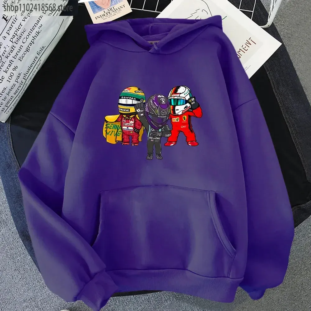 Cartoon F1 Car Print Hoodie Men Mini Driver Fans Lovers Sweatshirts Men Unisex Long Sleeve Women Clothing Cool Ganme Pullover