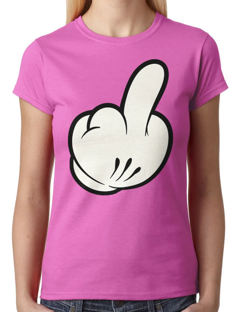 Cartoon Glove Middle Finger Junior Ladies T-shirt
