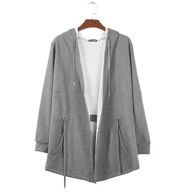 Casual Black Men's Hooded Hoodies Hip Hop Solid Long Sleeve Men Clothing and Sweatshirts Streetwear Tracksuit