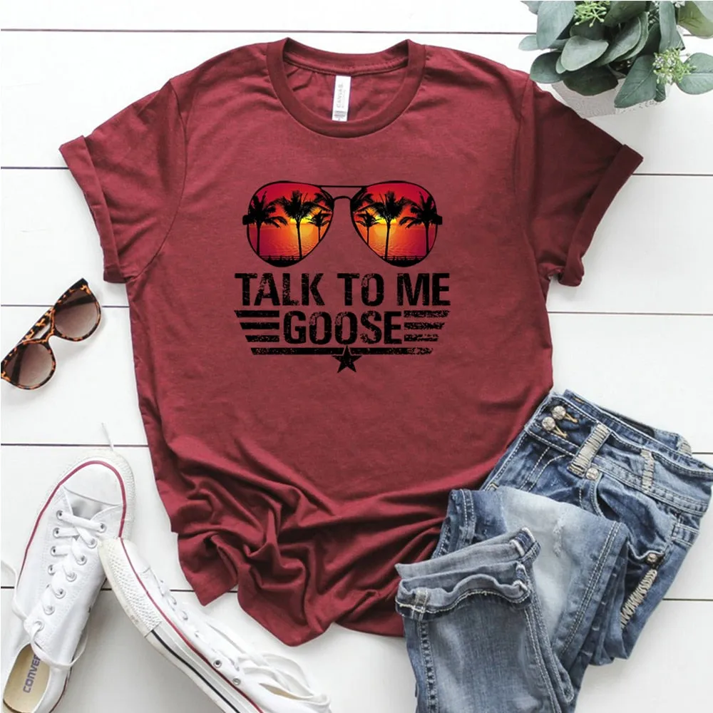 Casual Unisex Talk To Me Goose T Shirt
