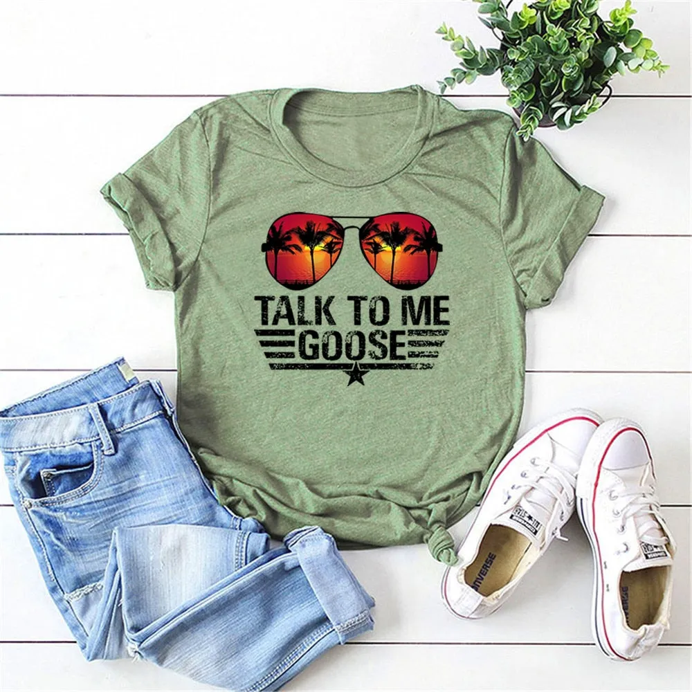 Casual Unisex Talk To Me Goose T Shirt