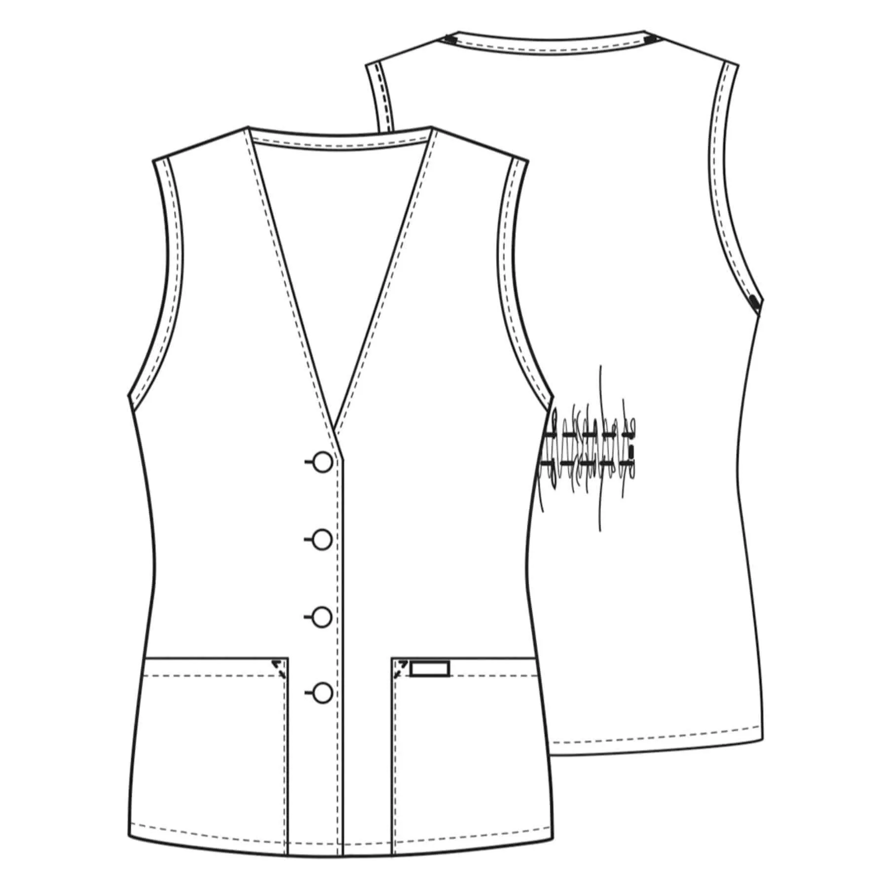 Cherokee Workwear Professionals 1602 Vests Womens Button Front White