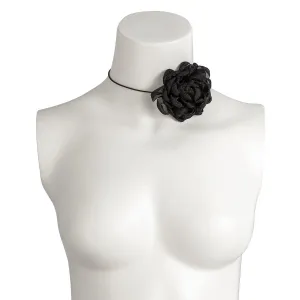 Chic Black White Flower Wax Cord String Choker Necklace