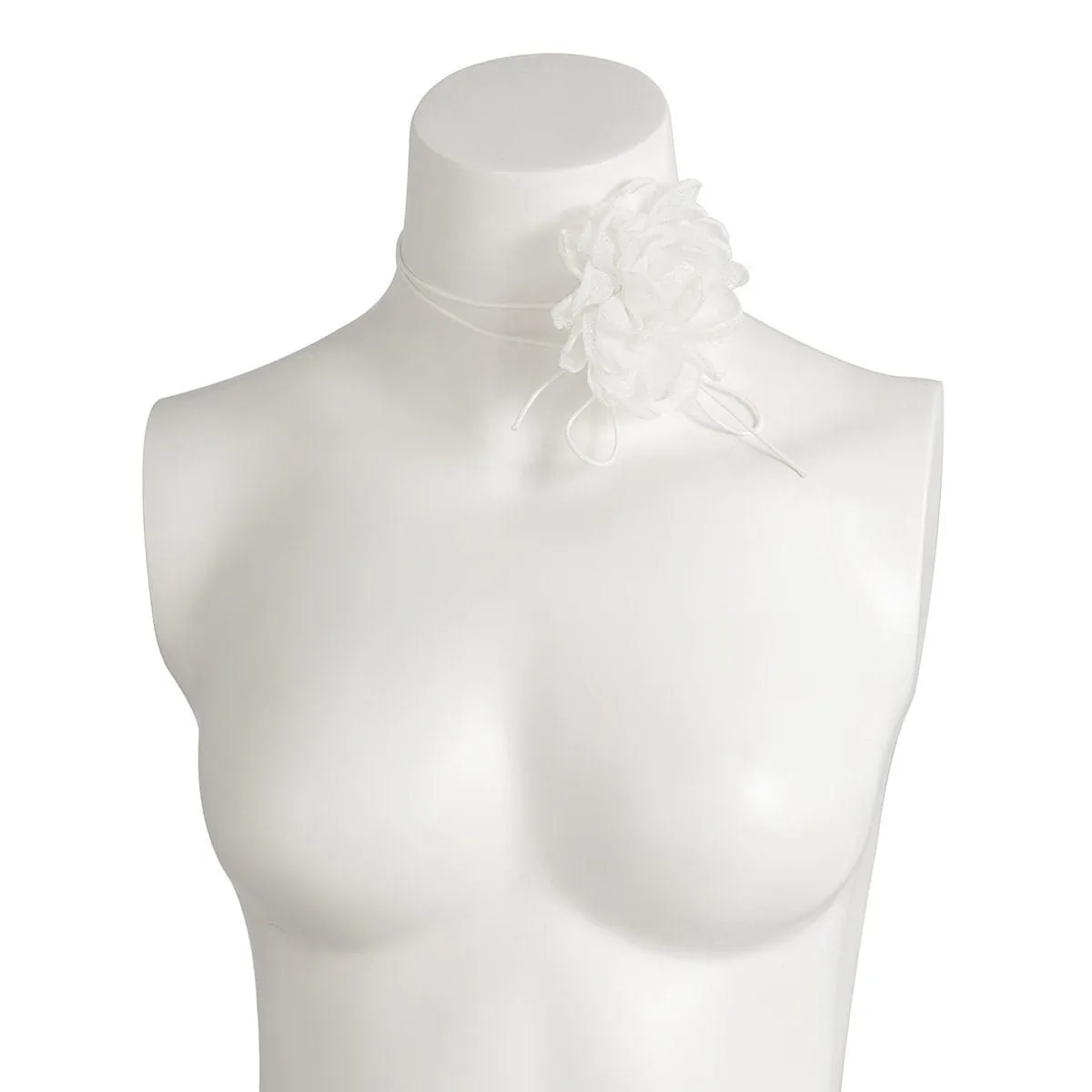 Chic Black White Flower Wax Cord String Choker Necklace