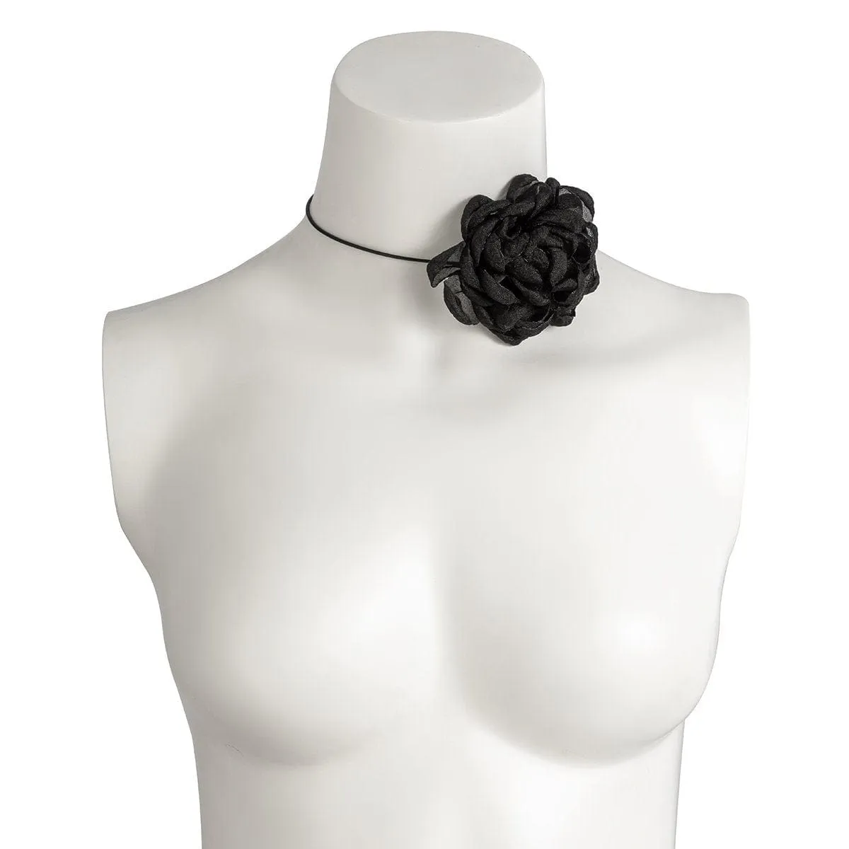 Chic Black White Flower Wax Cord String Choker Necklace