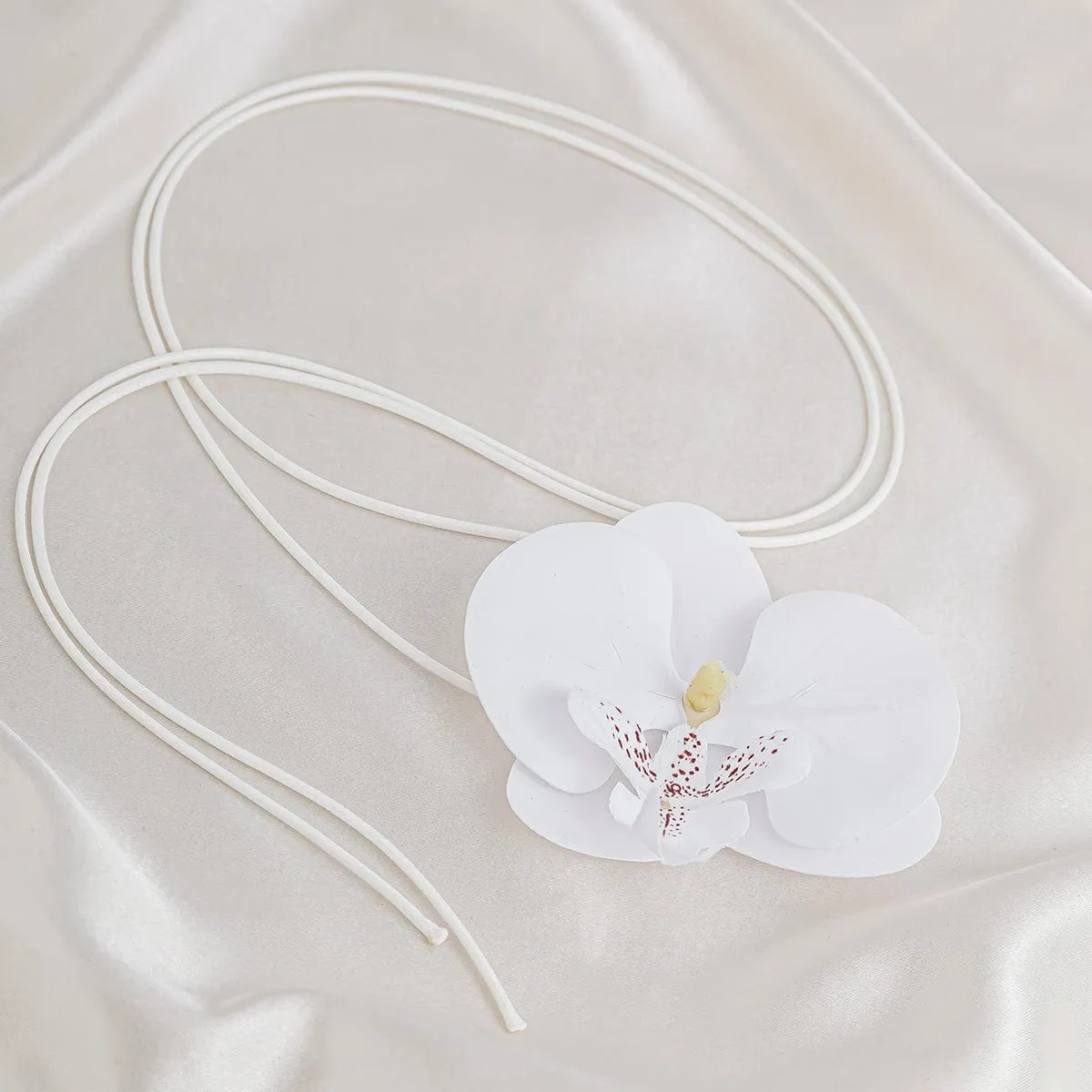 Chic Butterfly Orchid Flower Wax Cord String Necklace