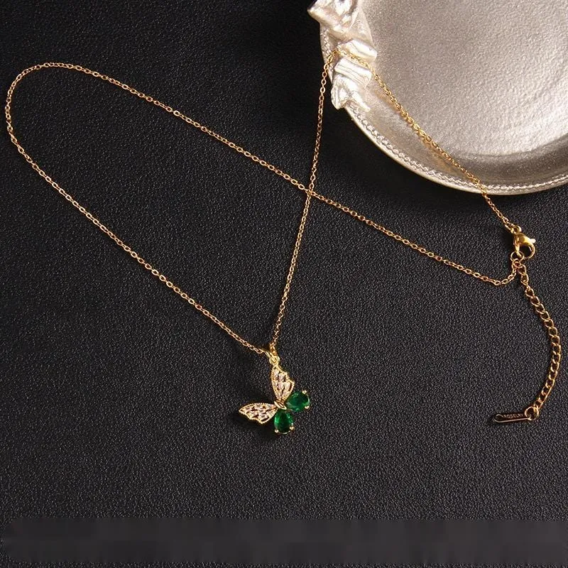Chic Colorful Butterfly Pendant Necklace