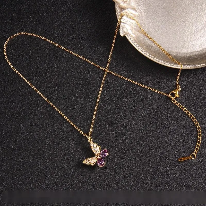Chic Colorful Butterfly Pendant Necklace
